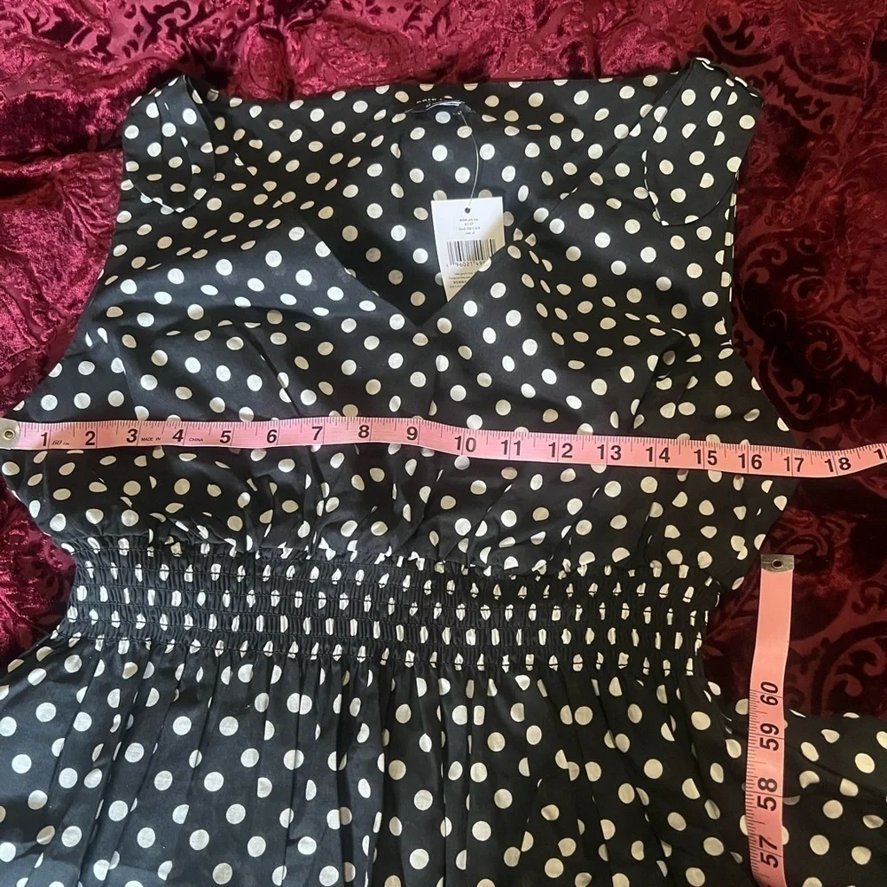 Kate Spade Black and White Polka Dot Peplum Tank XL